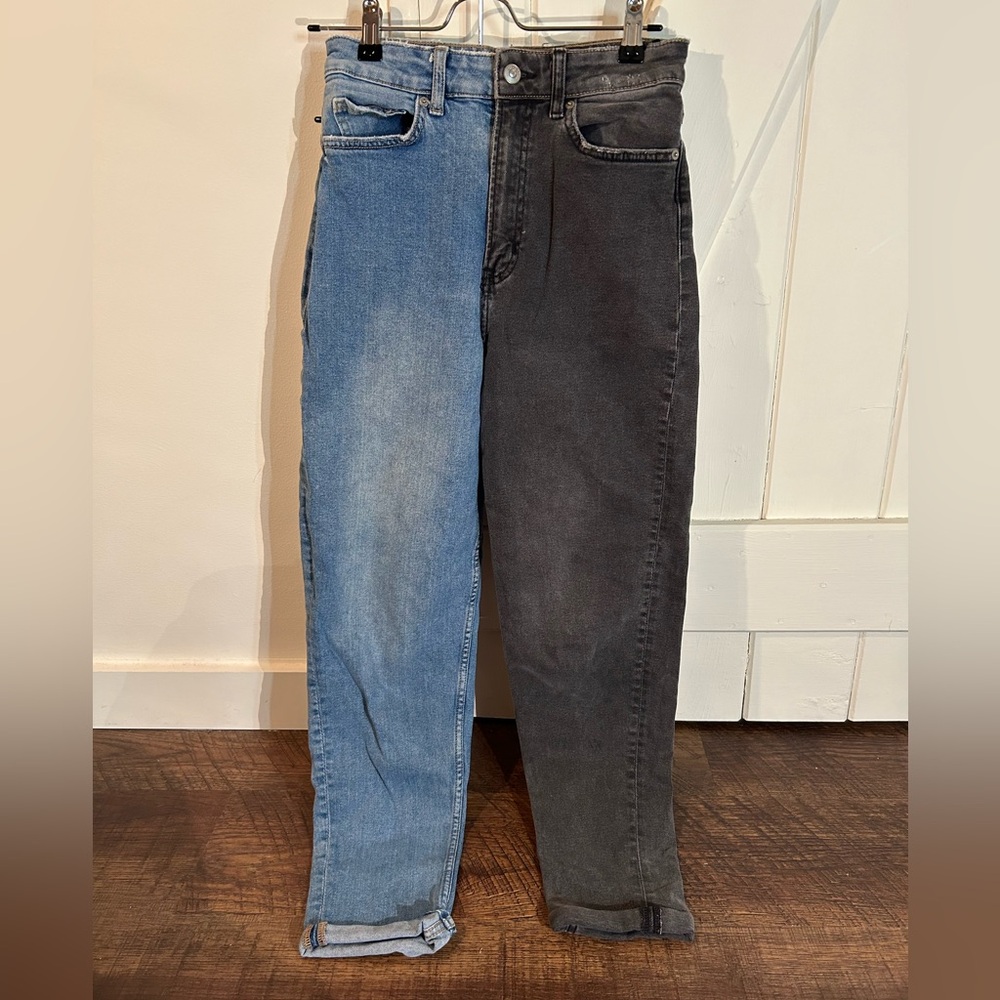 Blue and black jeans